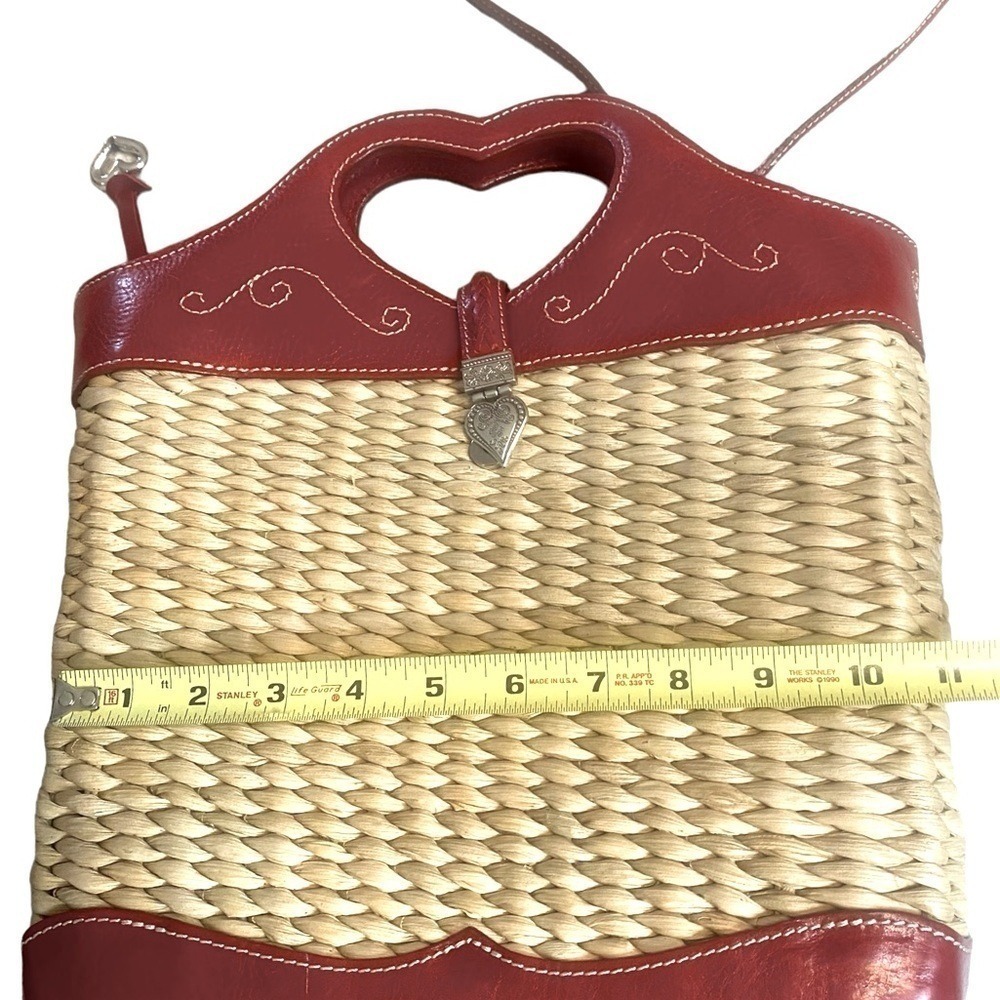 Brighton Straw & Red Leather Top Stitch Bucket Handbag Shoulder Strap Cr… - Picture 14 of 14